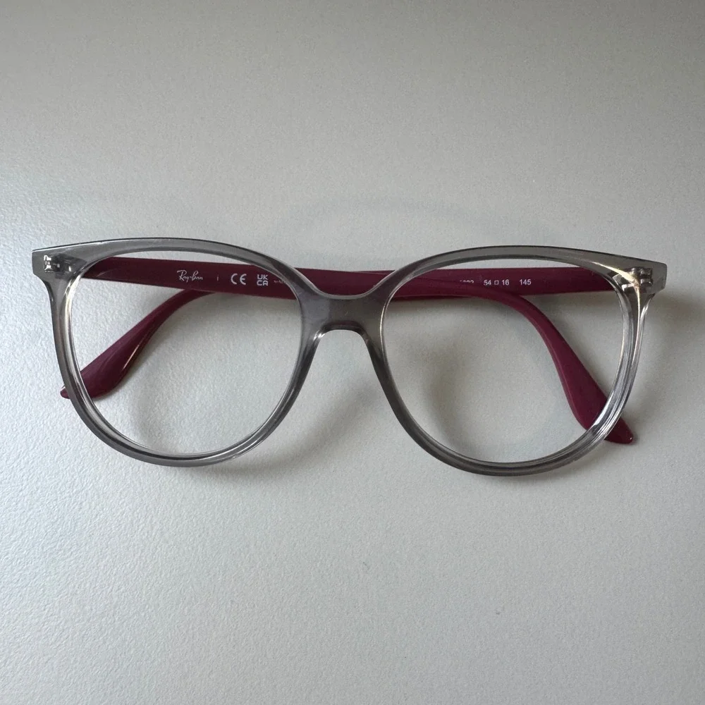 Ray-Ban RB 4378V 8083 Transparent Grey Burgundy Eyeglasses 54-16-145 Frames Only